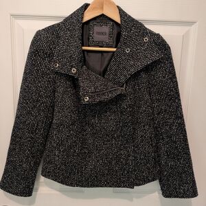 Forenza Black and White Tweed Textured Moto Jacket Size XSmall
